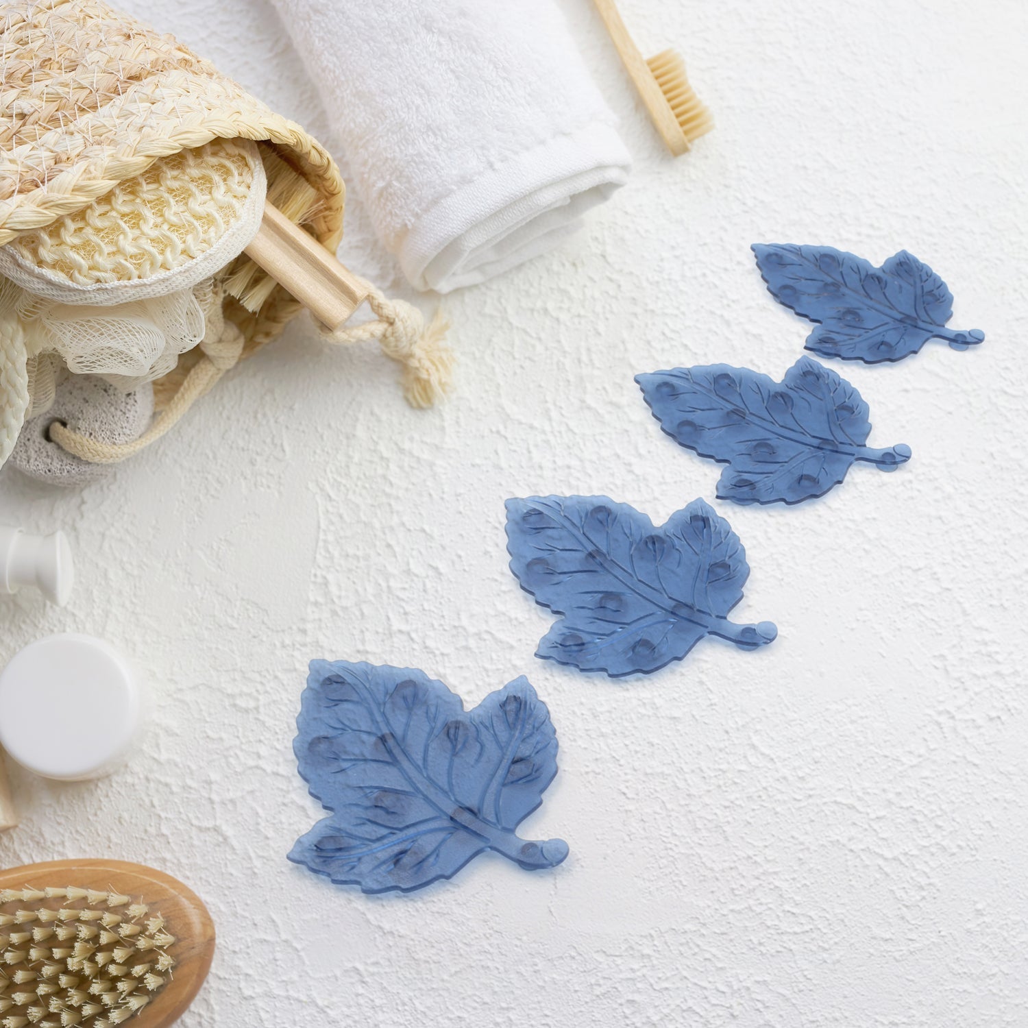 Mat, Mini Pvc Anti-Slip Bat Mat Non Slip Baby Bath Mats, Mini Child Safety Anti Slip Shower Mats Leaf Shaped for Kids (4 pc Set)