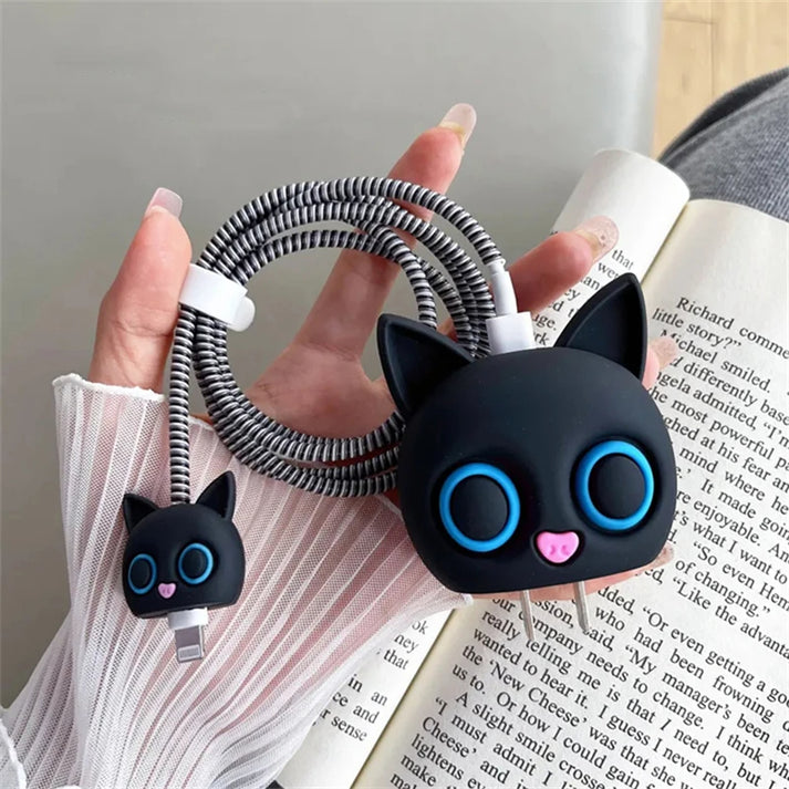 iPhone Charger Protector – Black Kitty