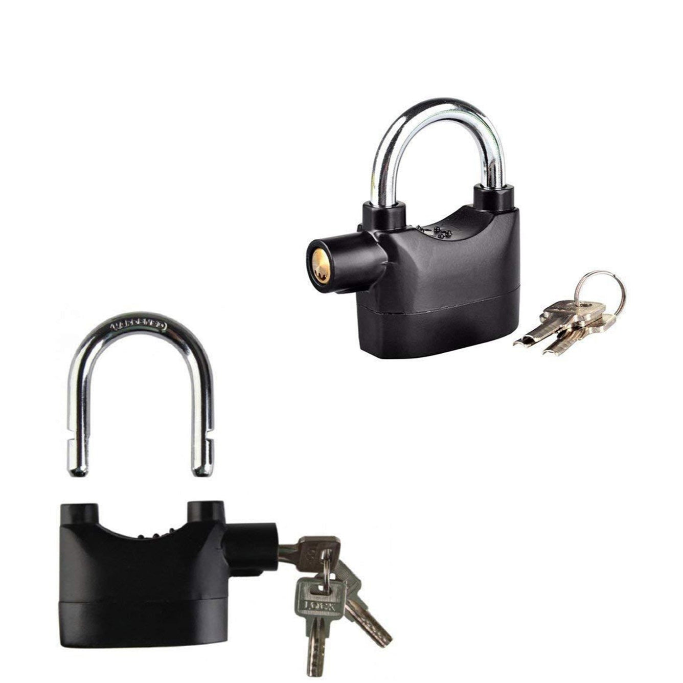 Heavy-duty security padlock with alarm for theft protection