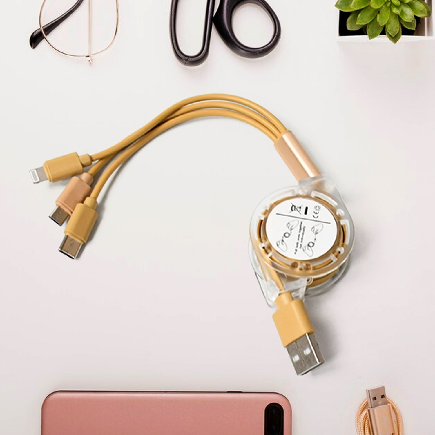 Retractable 3-in-1 USB Charging Cable