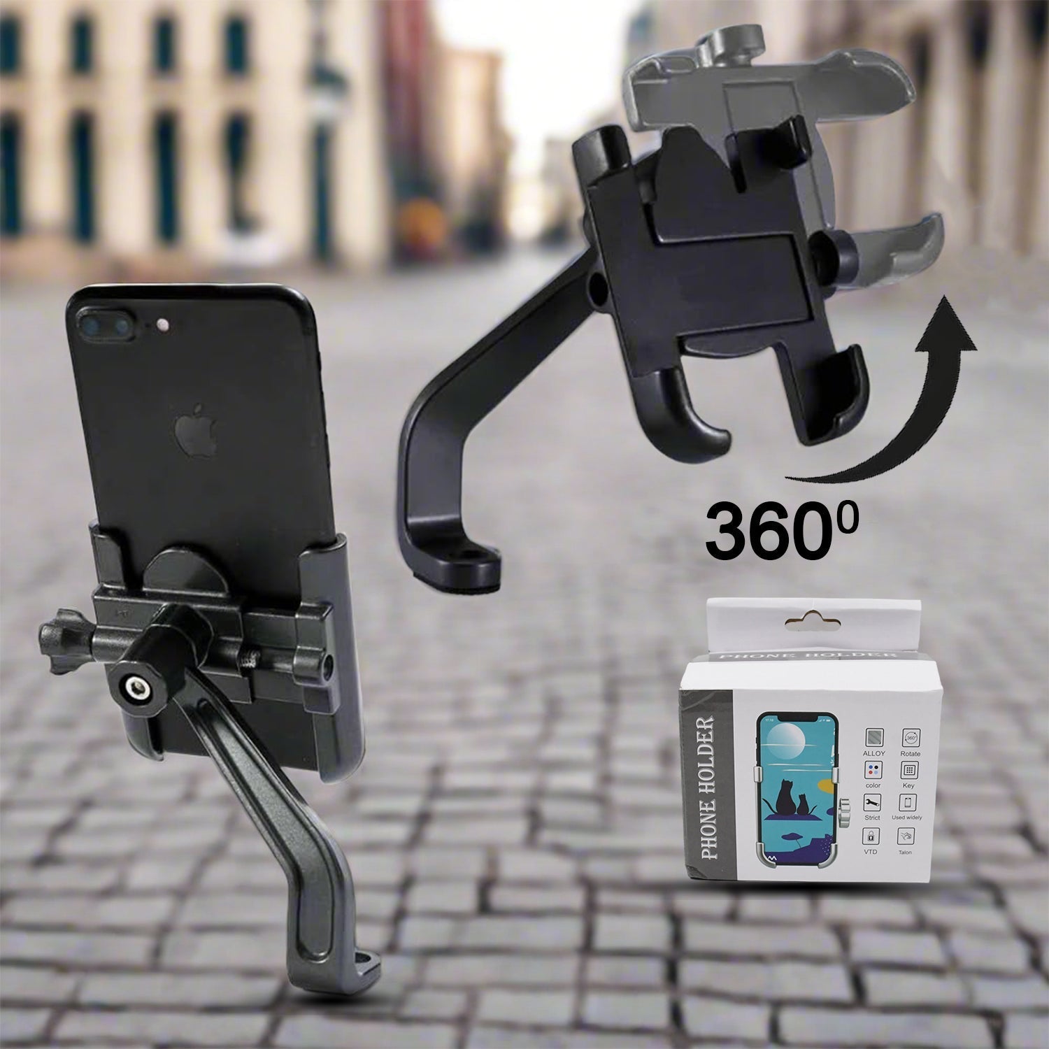360° Rotating Metal - Bike Mobile Holder