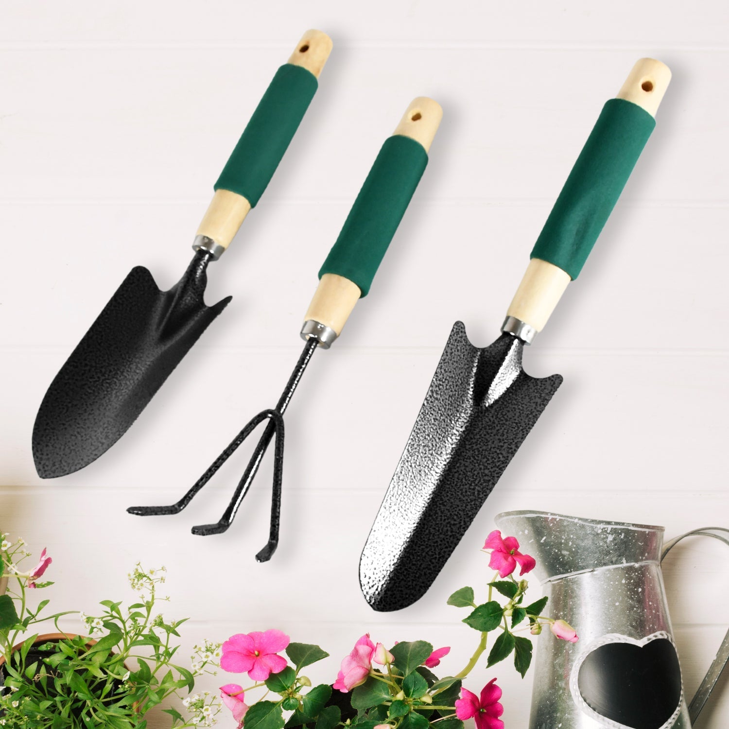 3-Piece Gardening Tool Set with Wooden Handles
