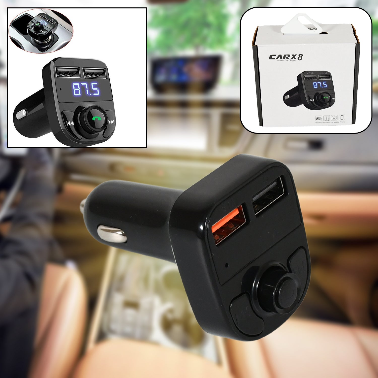 Dual USB Bluetooth FM Charging Adapter
