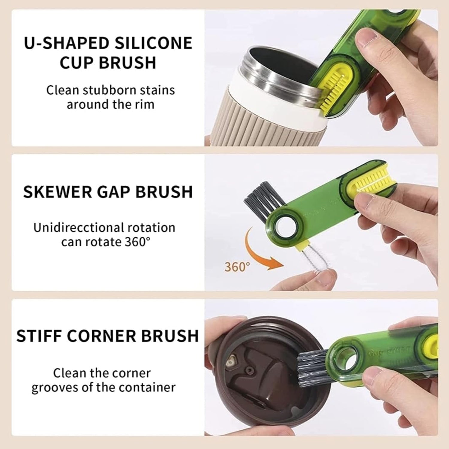 3-in-1 Bottle and Cup Cleaning Brush