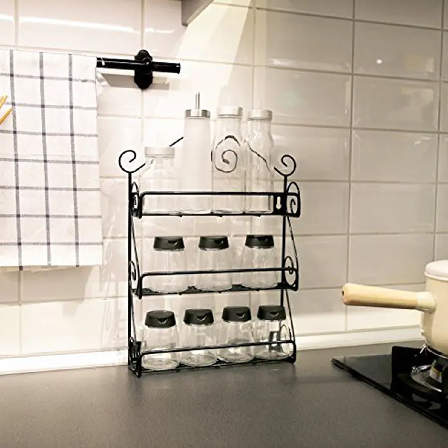 Wall Mounted Iron Shelf with 3 Racks