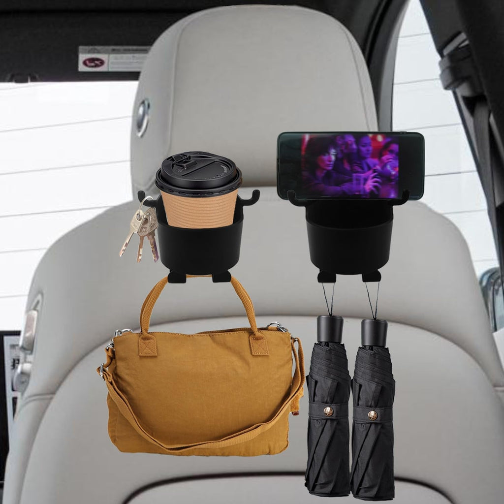 3-in-1 Car Headrest Organizer & Cupholder -  Set of 2