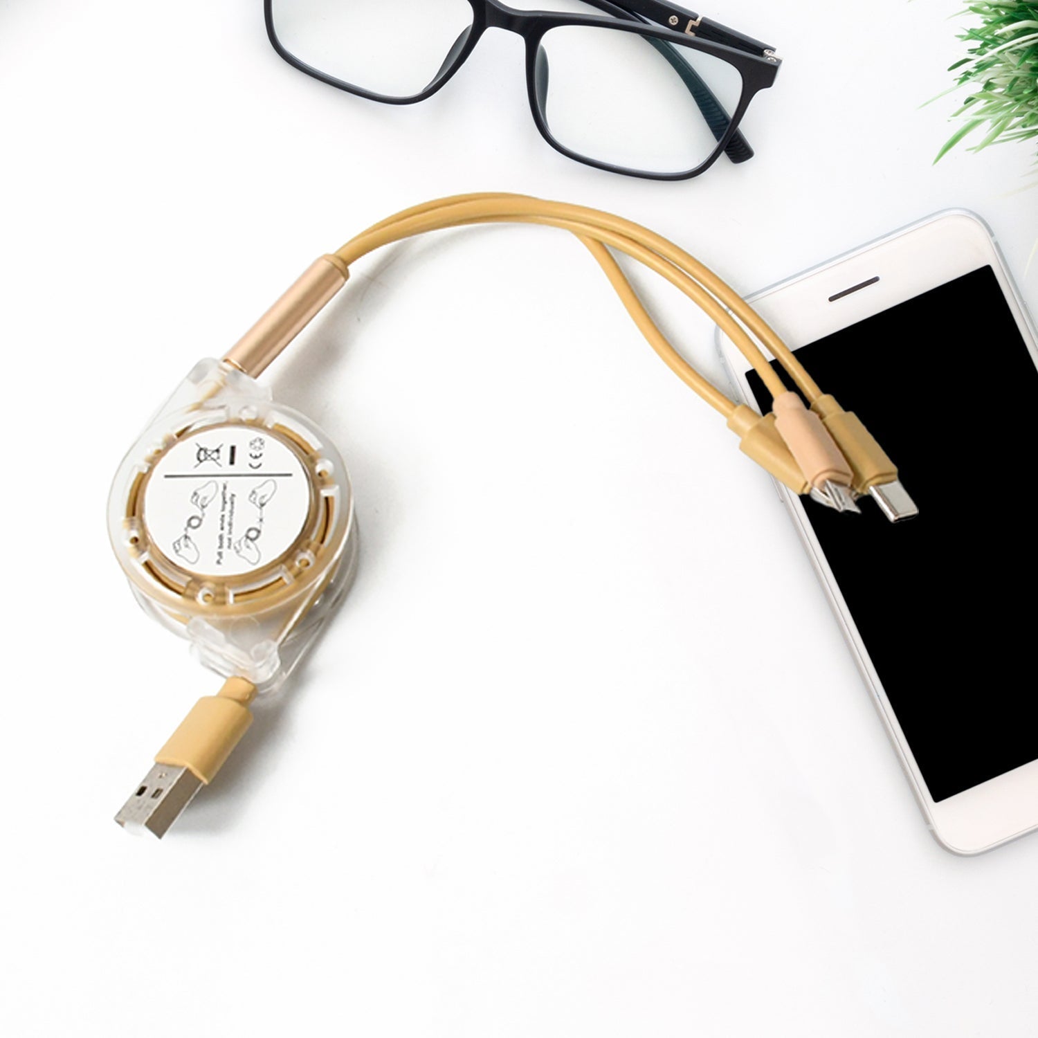 Retractable 3-in-1 USB Charging Cable