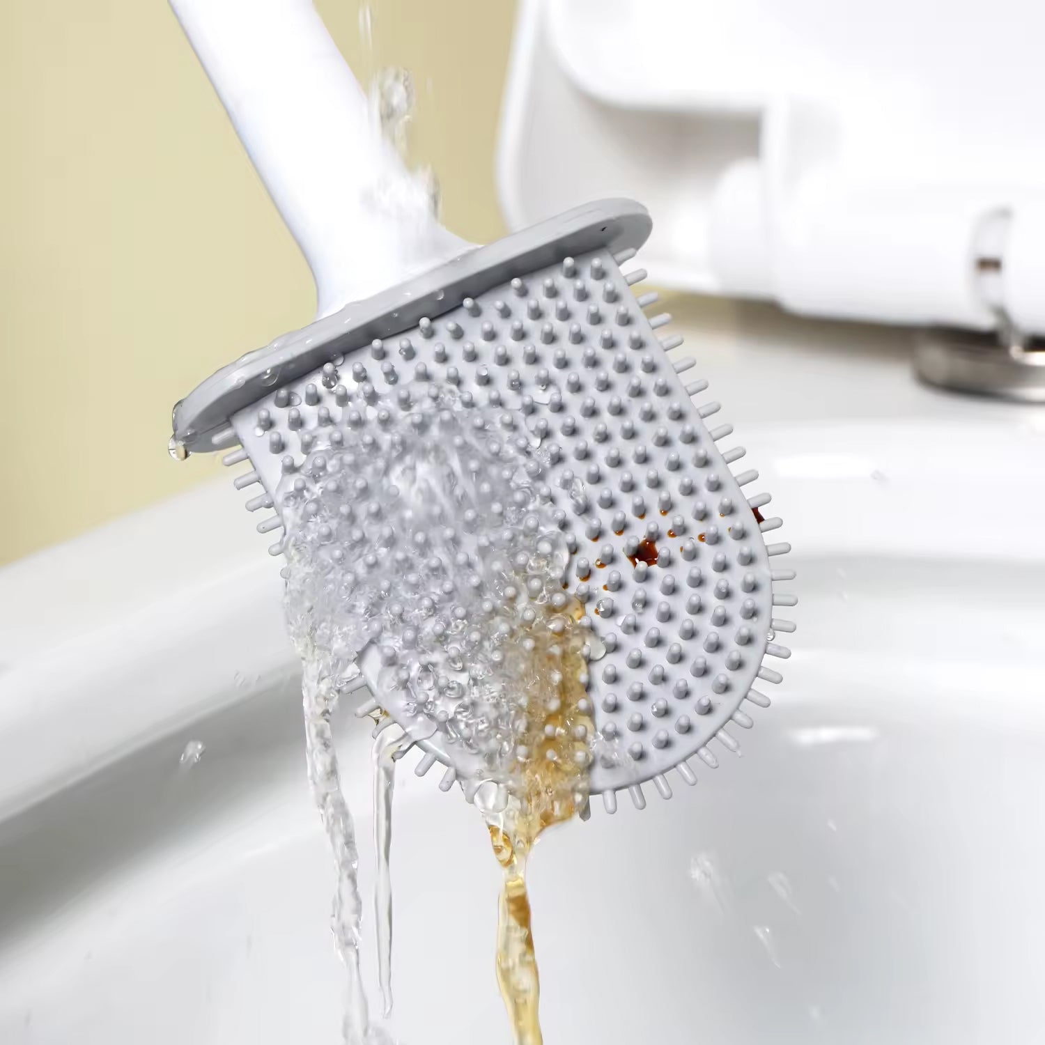 Portable Wall-Mounted Silicone Toilet Brush