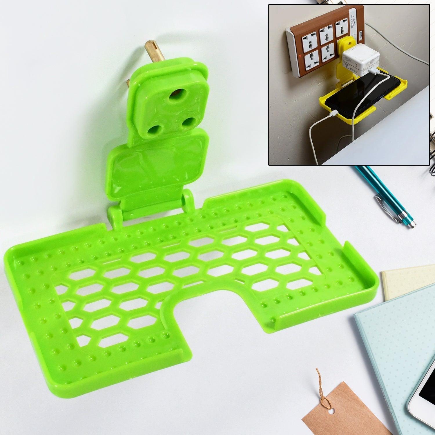 Wall-Mounted Mobile Holder for Charging - Green