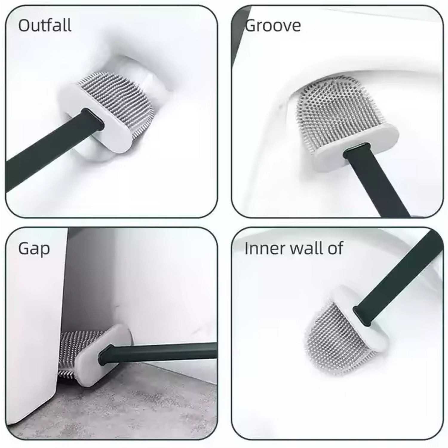 Portable Wall-Mounted Silicone Toilet Brush