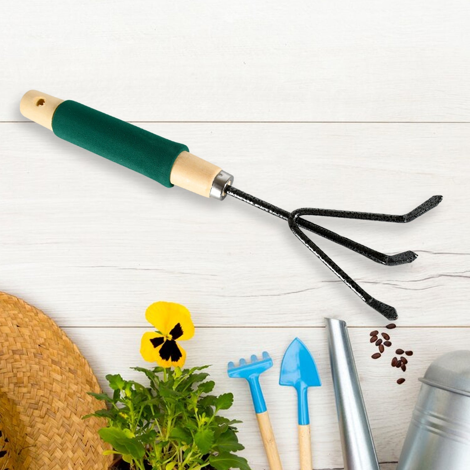 3-Piece Gardening Tool Set with Wooden Handles