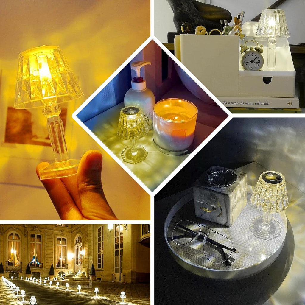Large Acrylic Crystal LED Desk Lamp - Set of 2