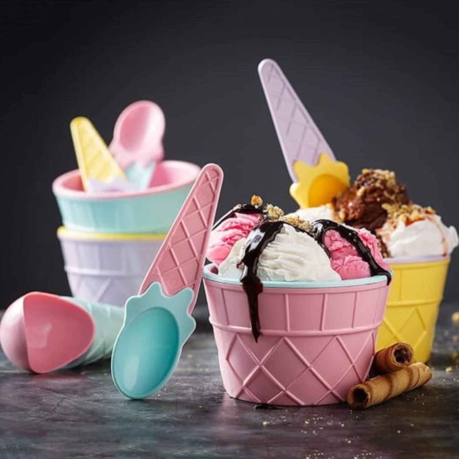 Ice Cream Waffle Bowl Set - 6-Piece