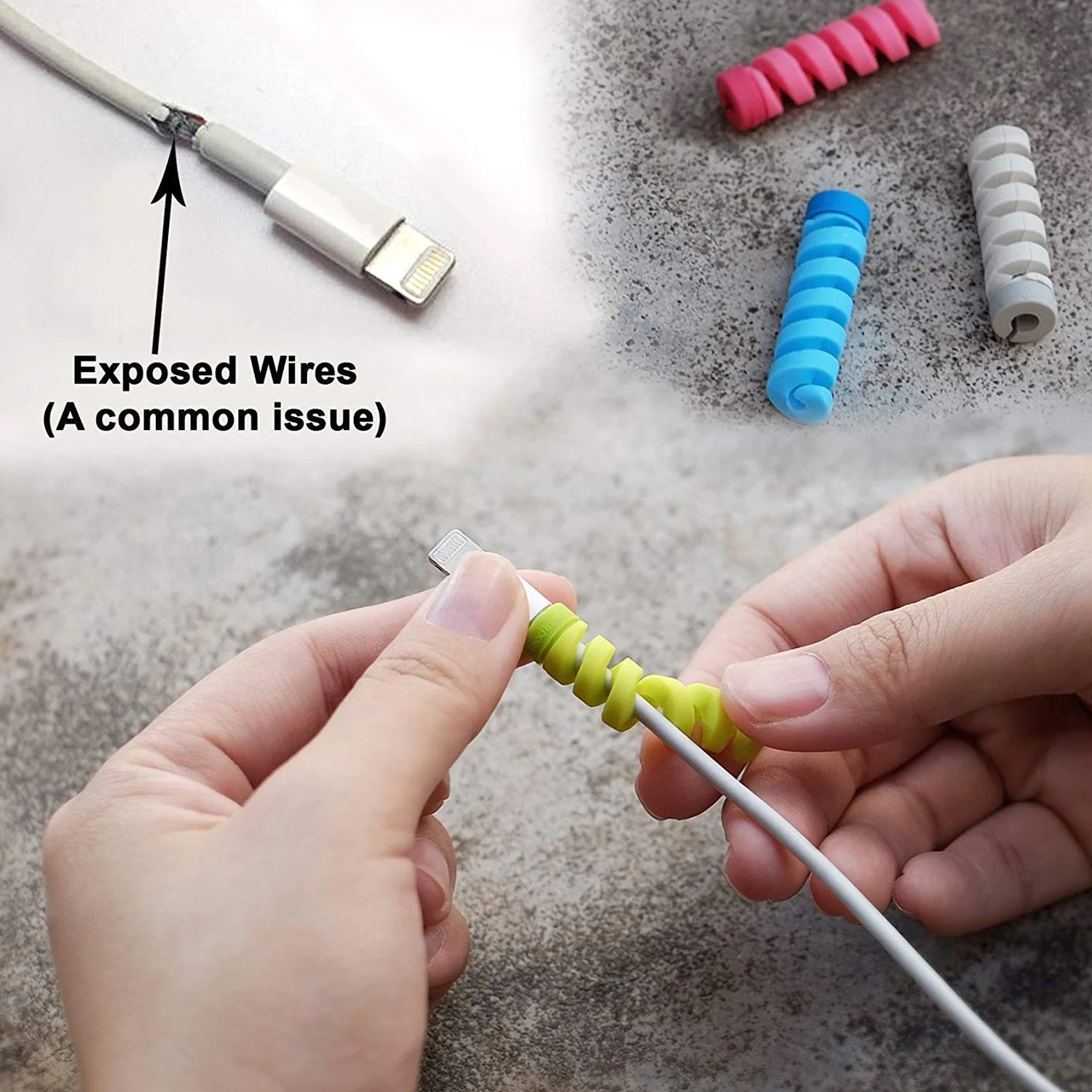Spiral Cable Protector for Charging Cords - Pack of 10
