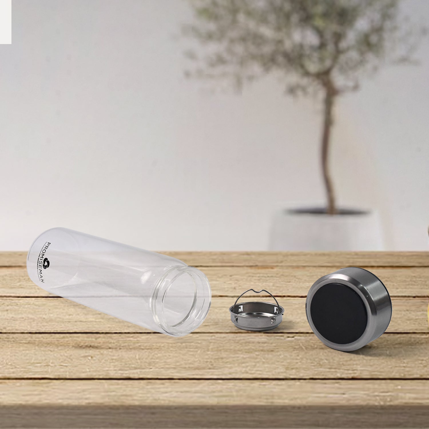 Outdoor Glass Water Bottle with Steel Lid - 500ml
