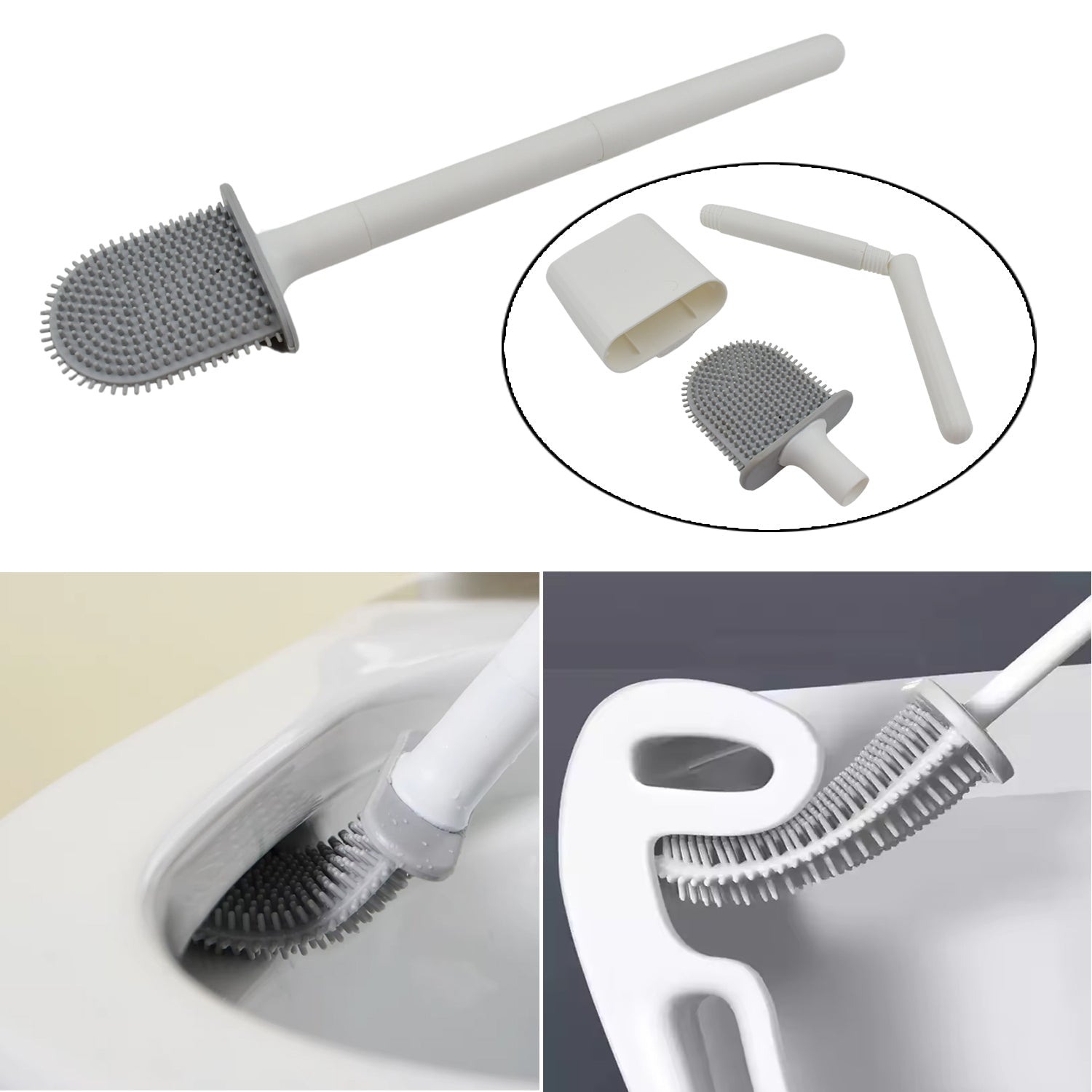 Portable Wall-Mounted Silicone Toilet Brush