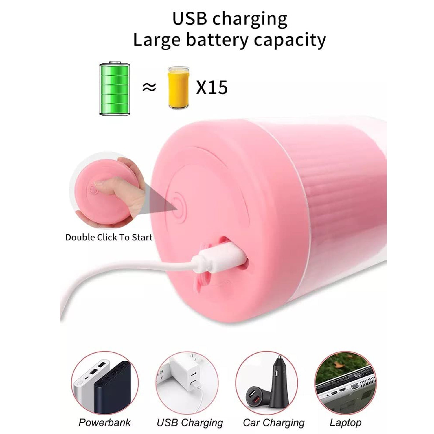 Portable Smoothie Blender 420ml - Multicolor