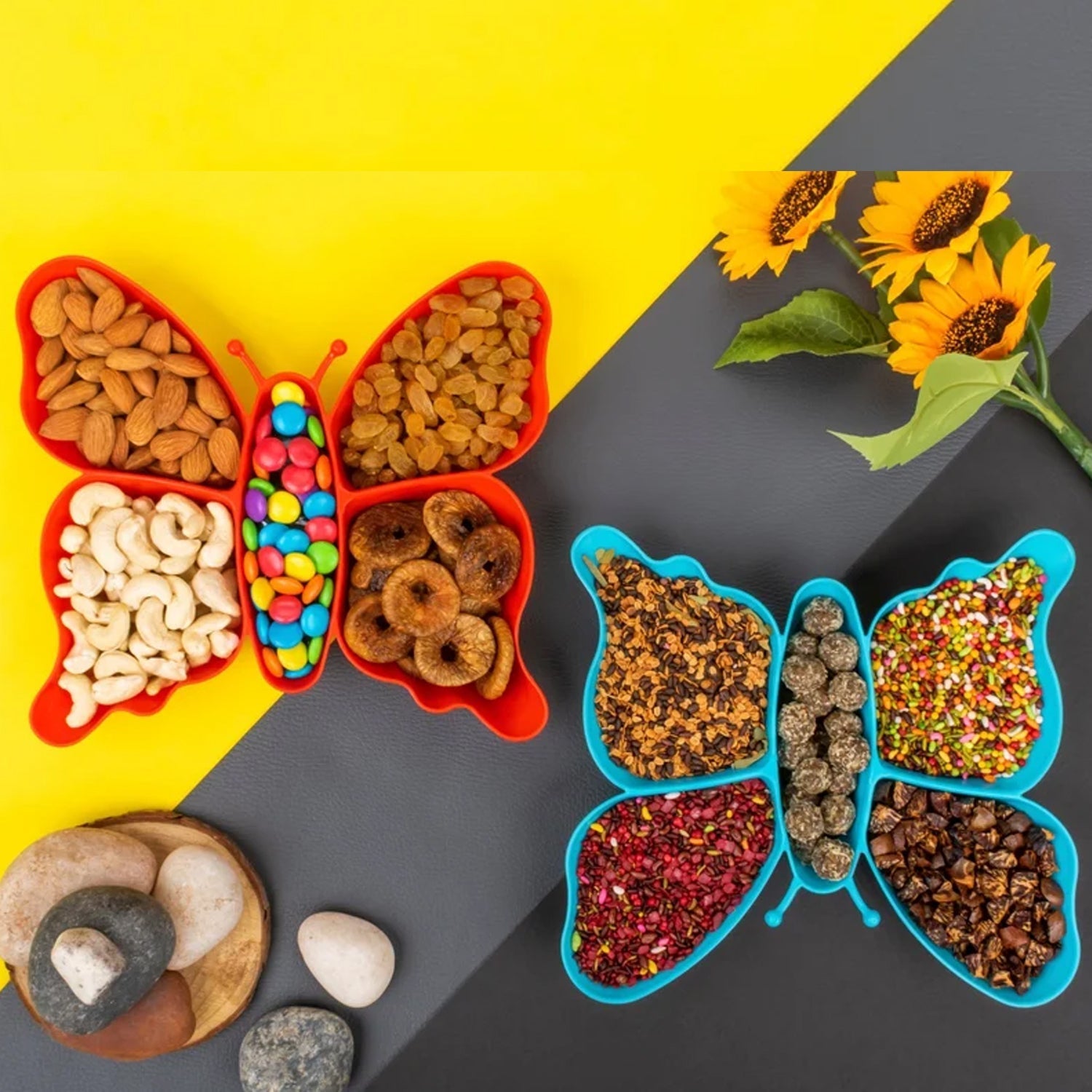 5-Compartment Butterfly Plastic Tray