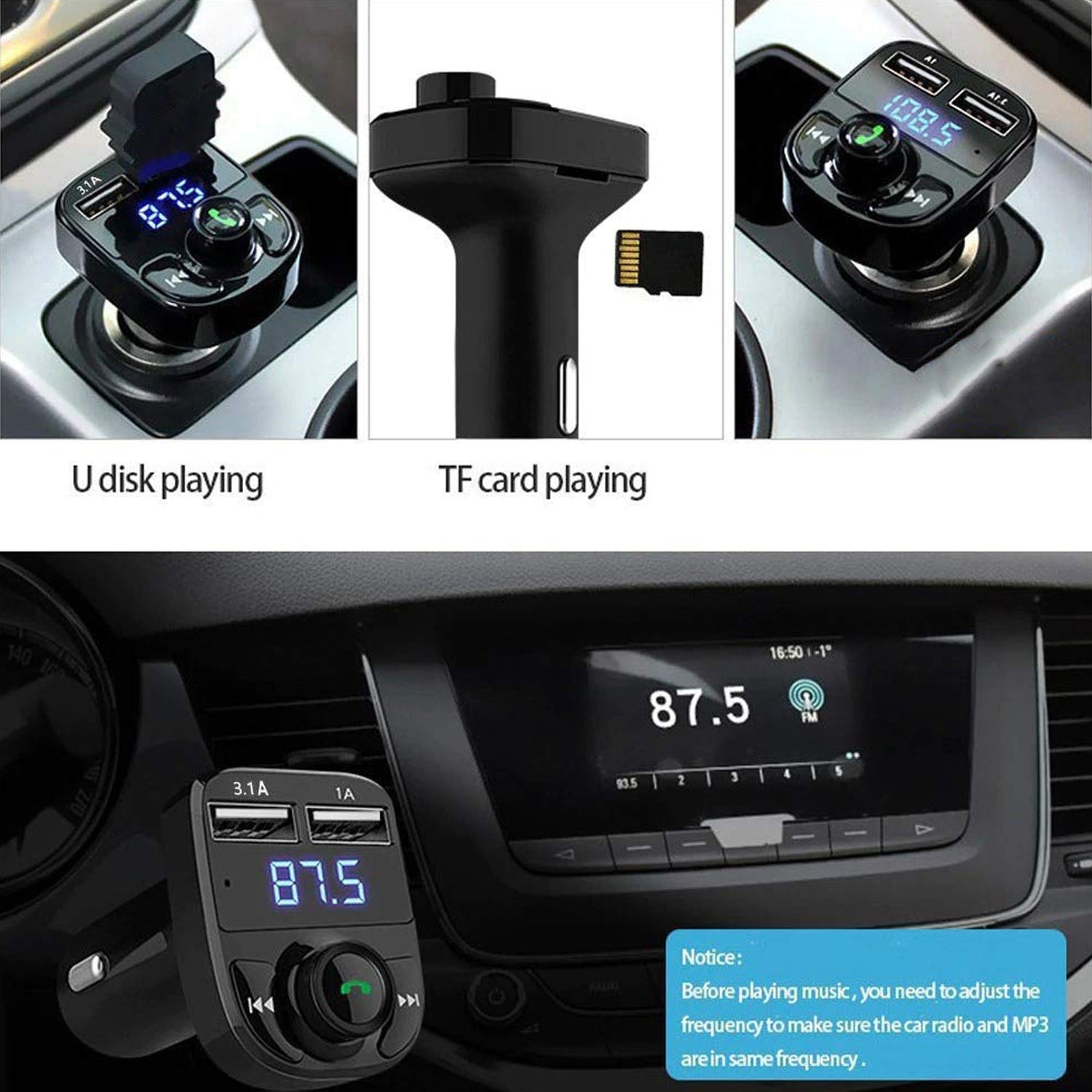 Dual USB Bluetooth FM Charging Adapter