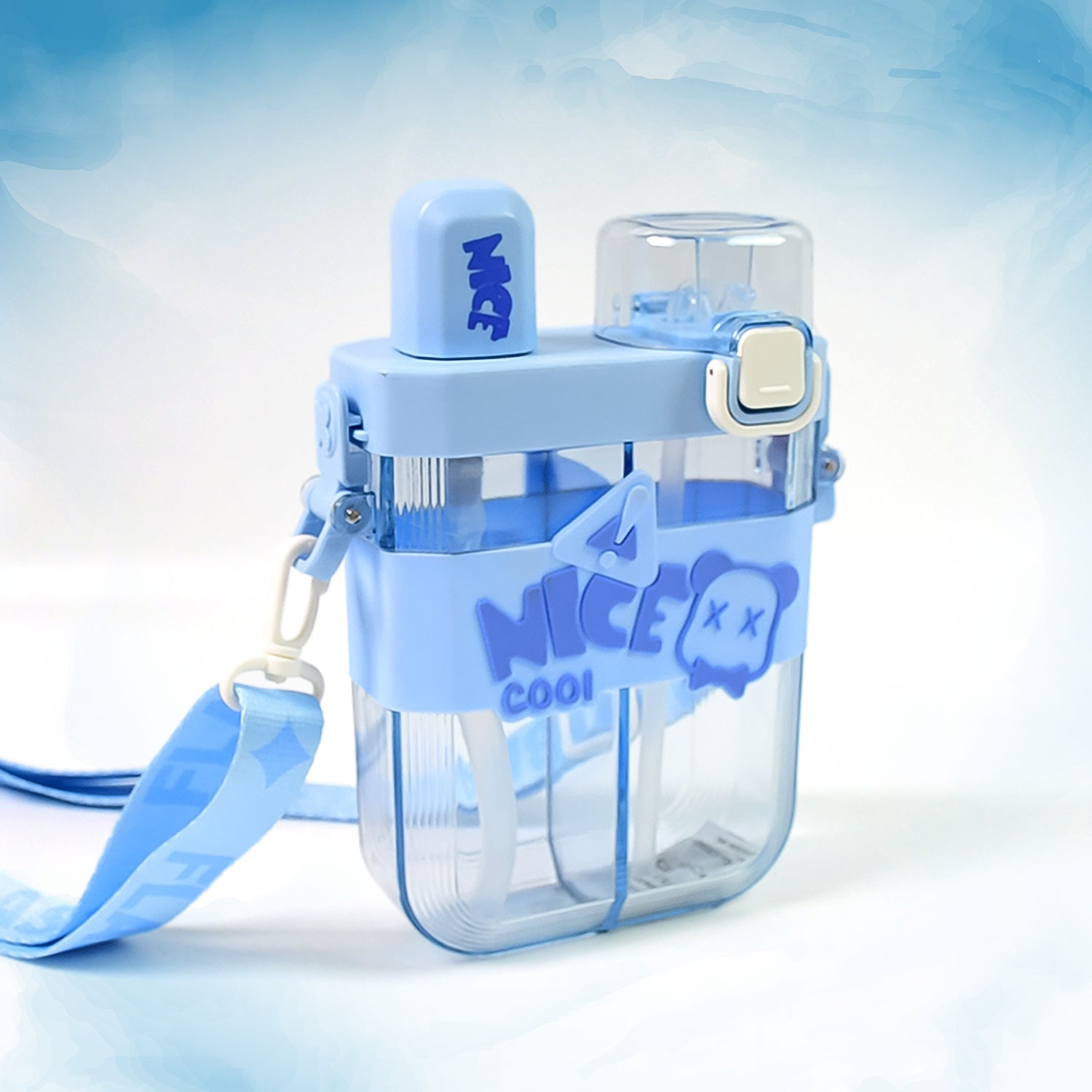 2-in-1 Dual Straw Water Bottle - Mix Color