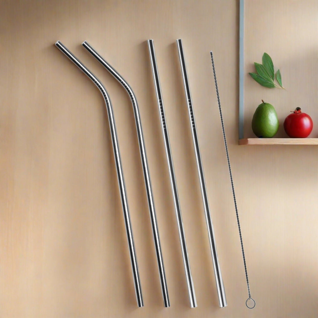 Stainless Steel Straw Set (4 Straws + 1 Brush)