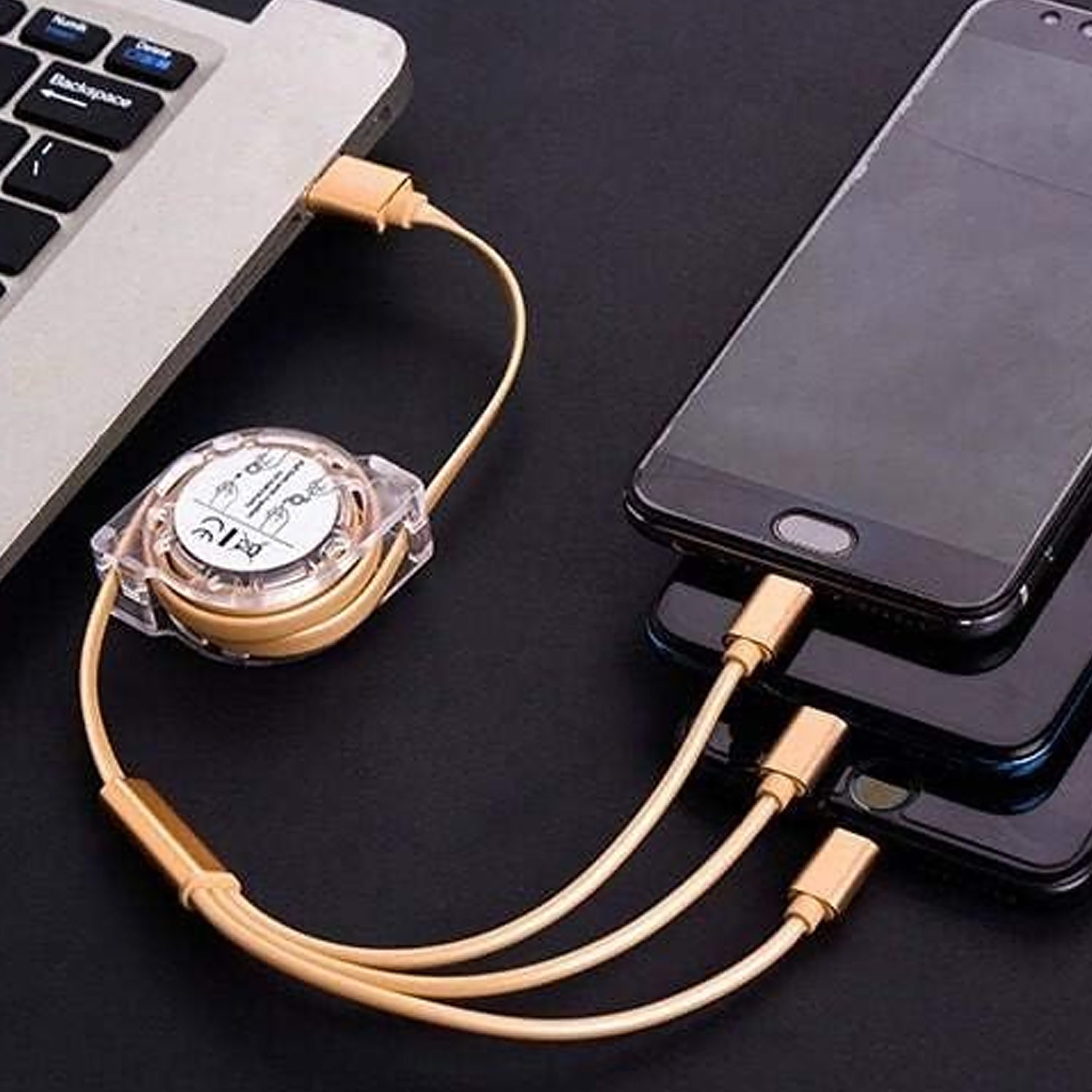 Retractable 3-in-1 USB Charging Cable