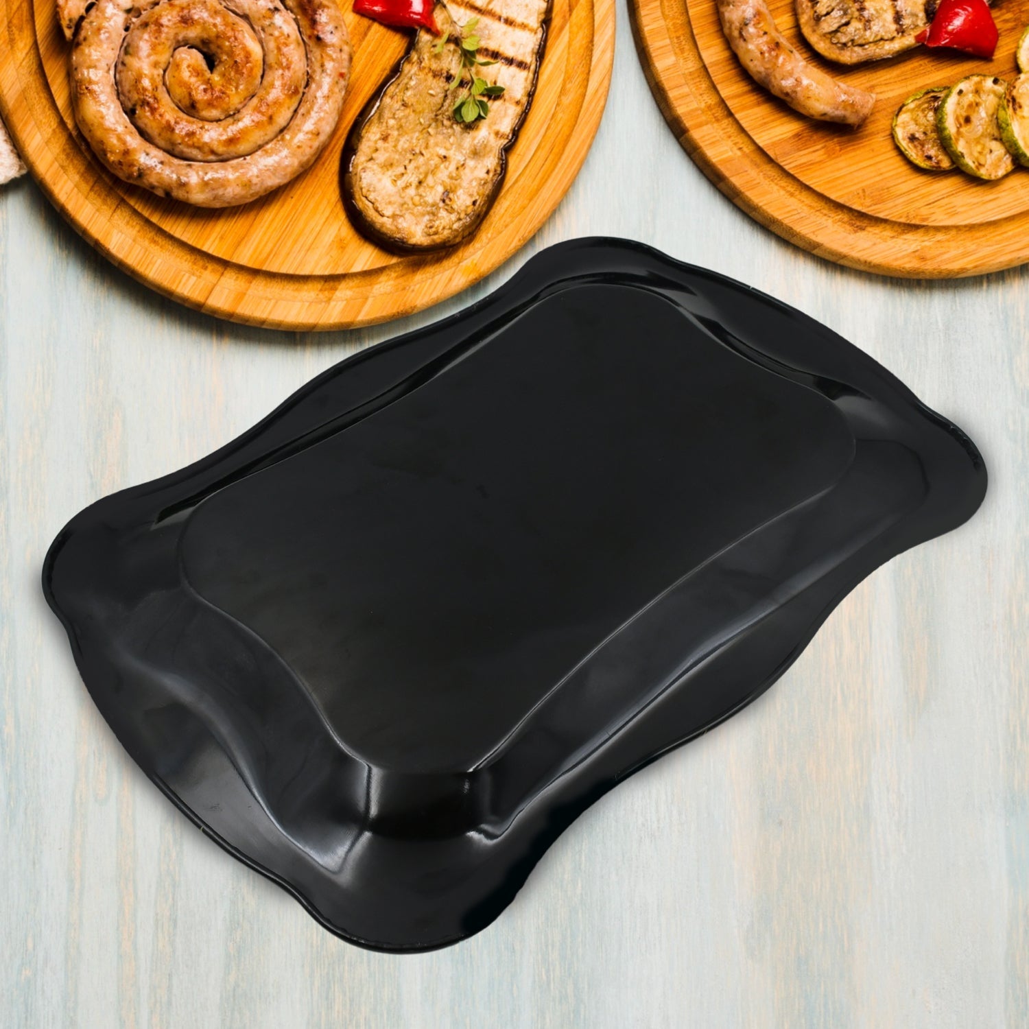 Floral Stainless Steel Serving Tray 18"