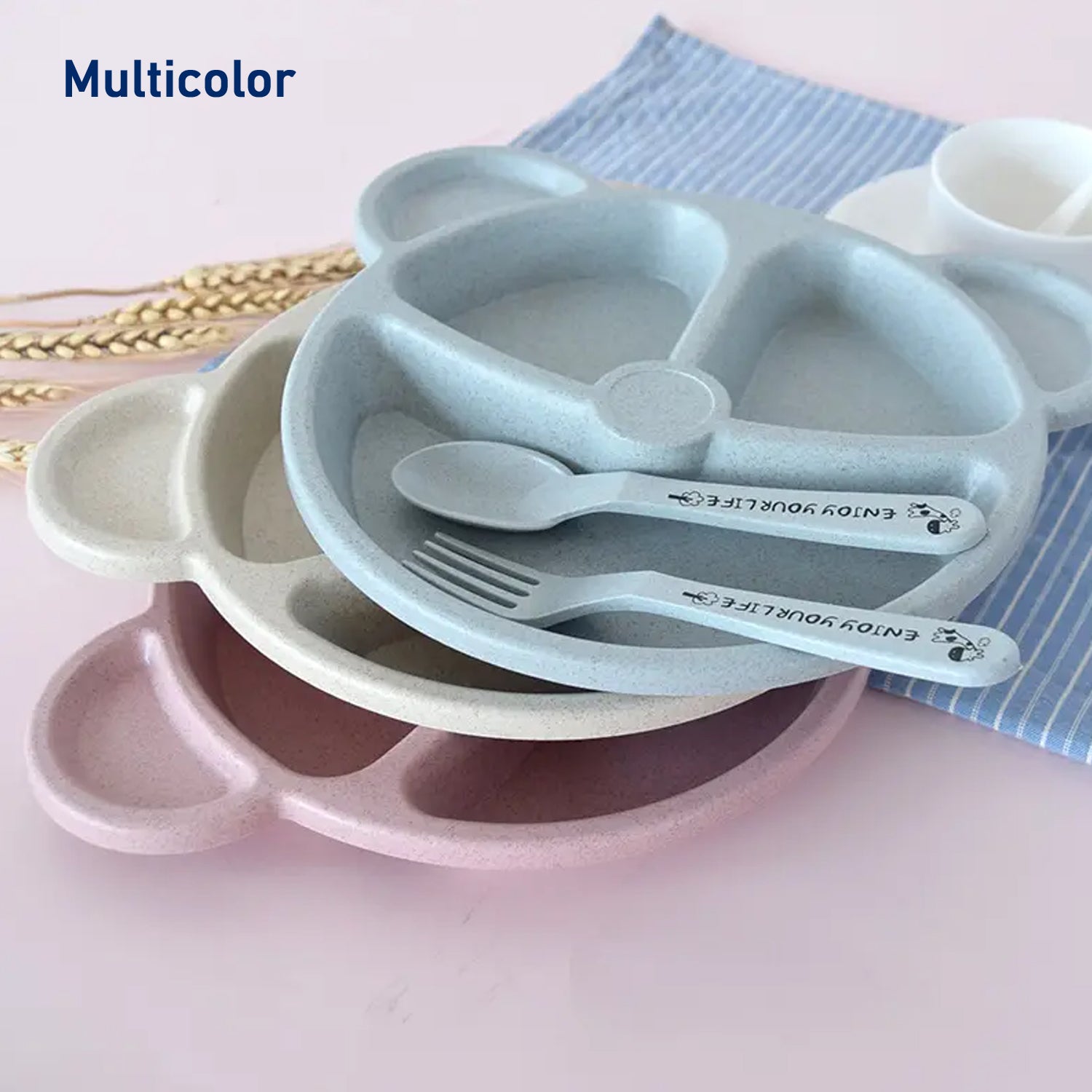Kids' 3-Compartment Food Tray Set
