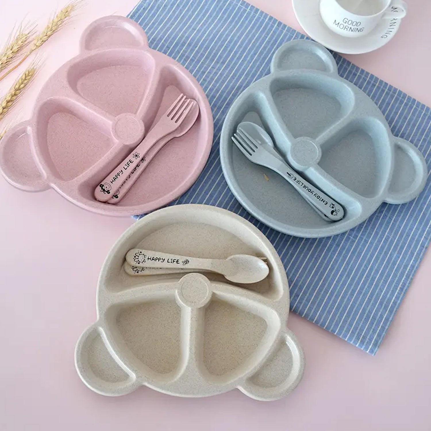 Kids' 3-Compartment Food Tray Set