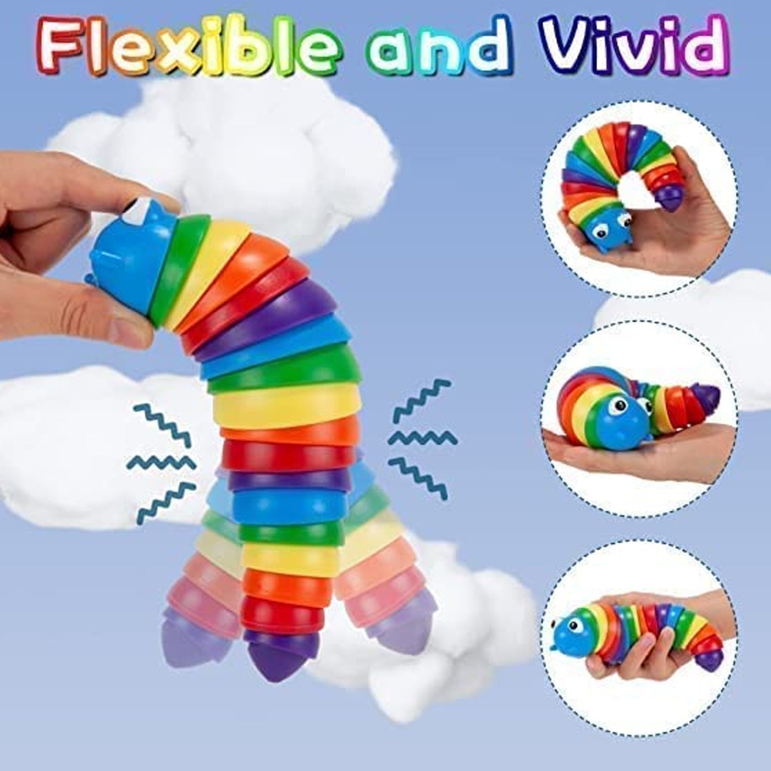 3D Slug Stress Reliever 'Rainbow Caterpillar'