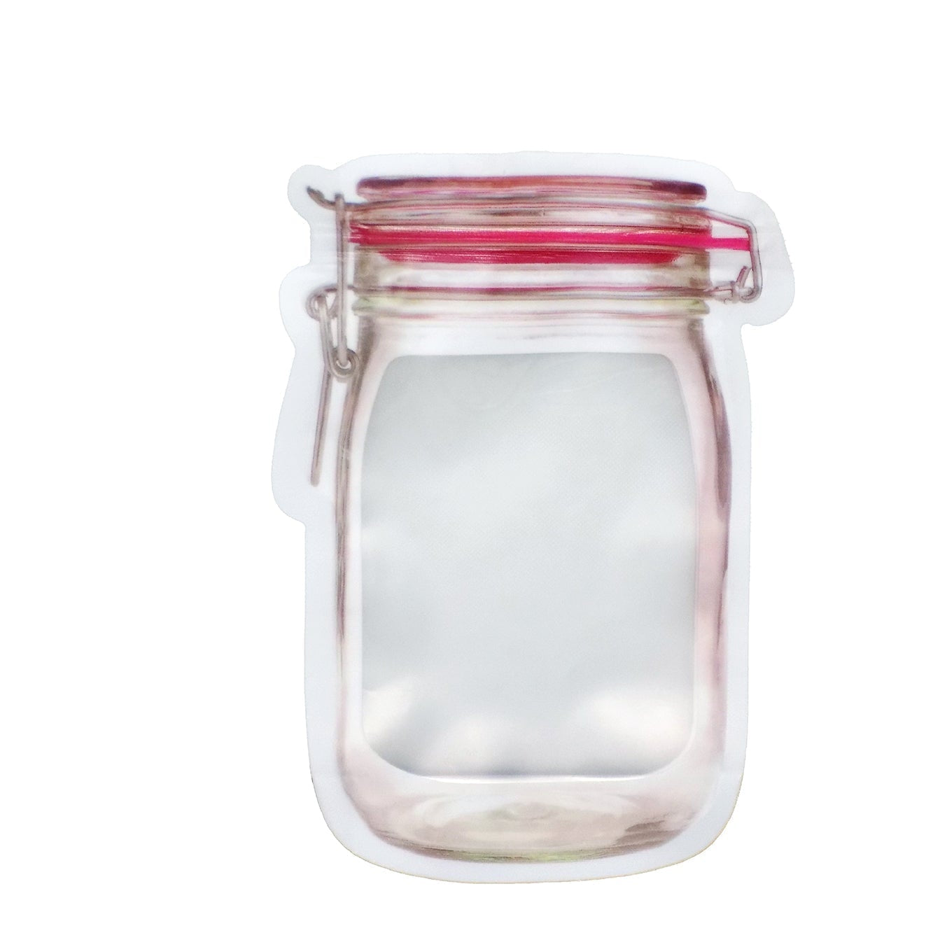 Airtight mason jar for food, 500ml size, with plastic zipper closure.