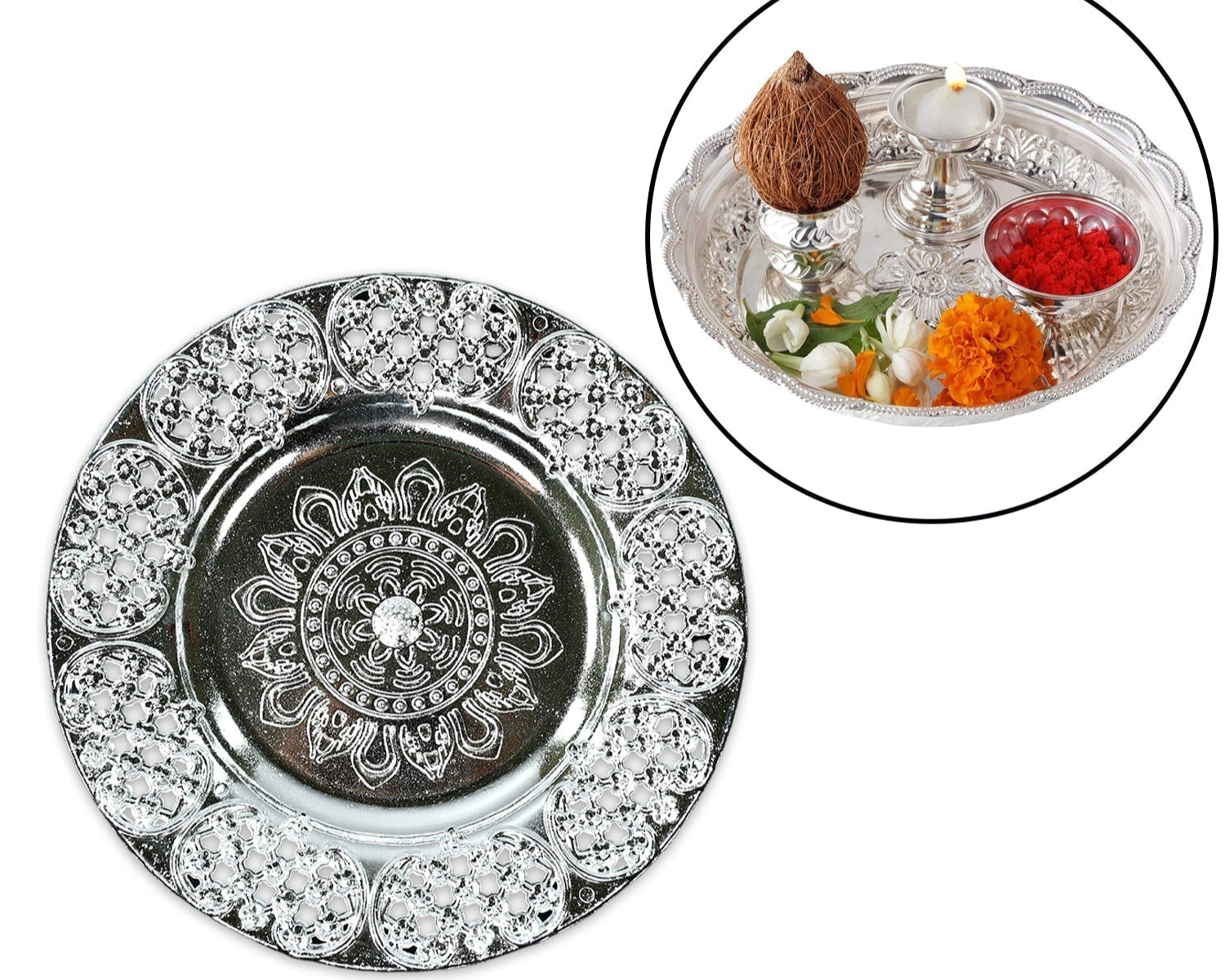 Elegant Pooja Thali with intricate design