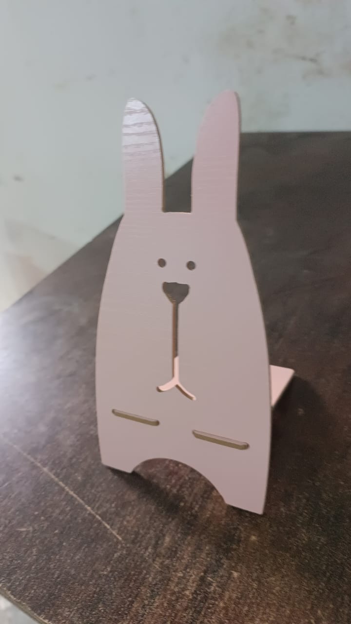 Wooden Rabbit Mobile Stand – Cute Design