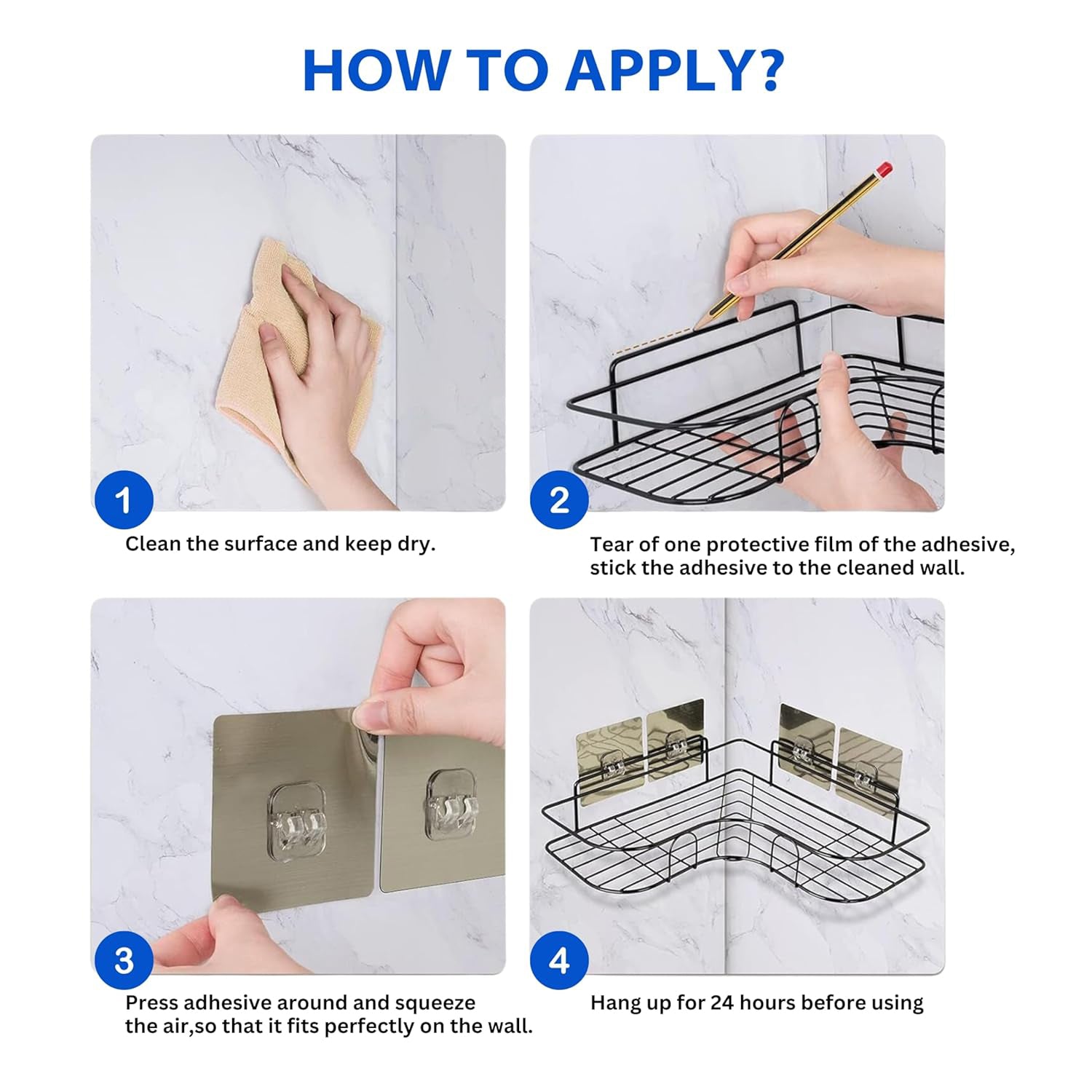 Drilling-Free Metal Shower Organizer - Set of 2