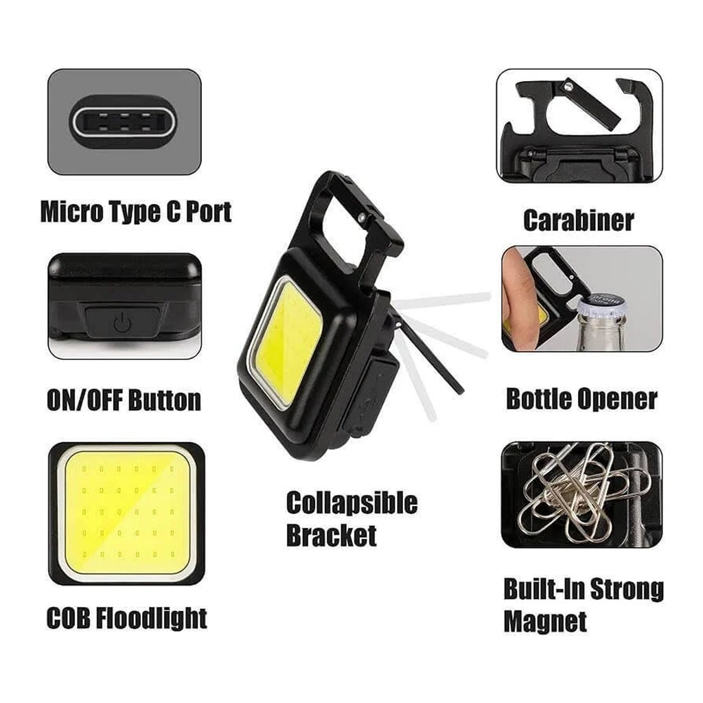 Mini Rechargeable Keychain Flashlight with Magnetic Base