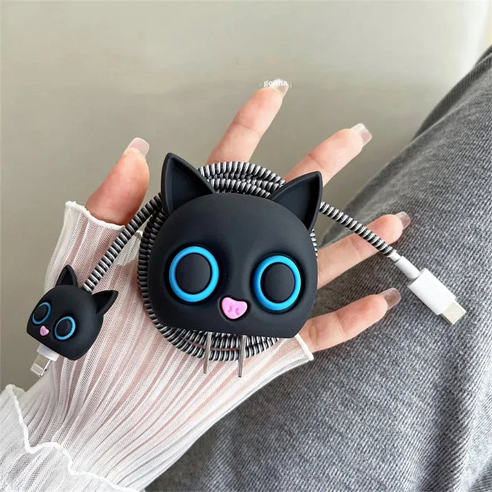 iPhone Charger Protector – Black Kitty