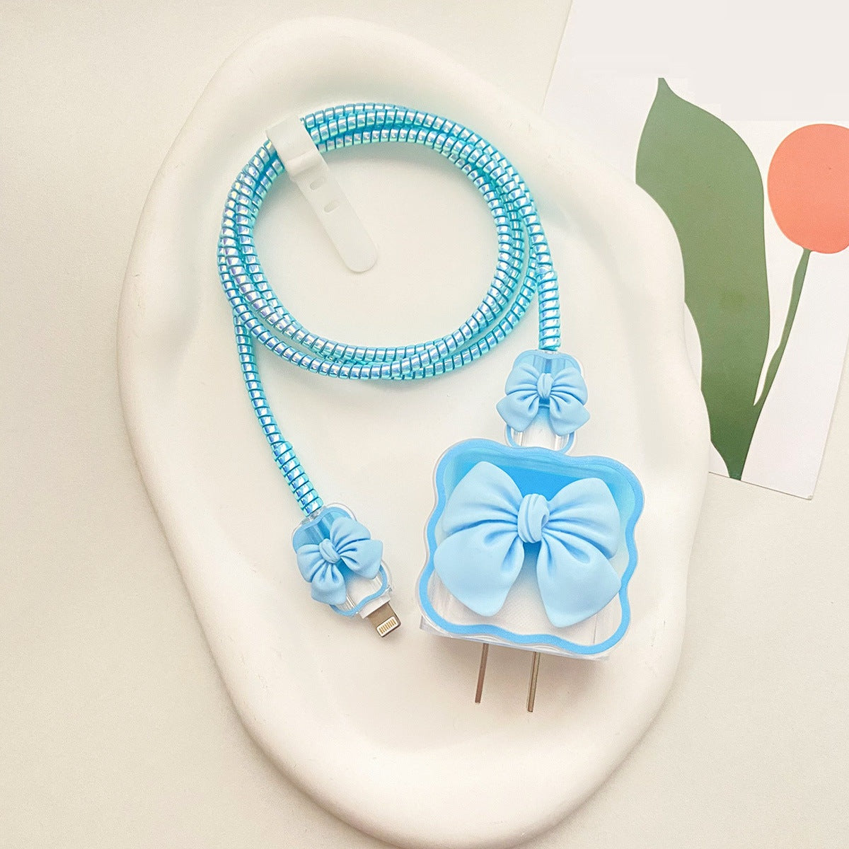 iPhone Charger Protector – Bella Bow 'Blue'