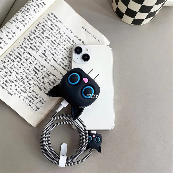 iPhone Charger Protector – Black Kitty