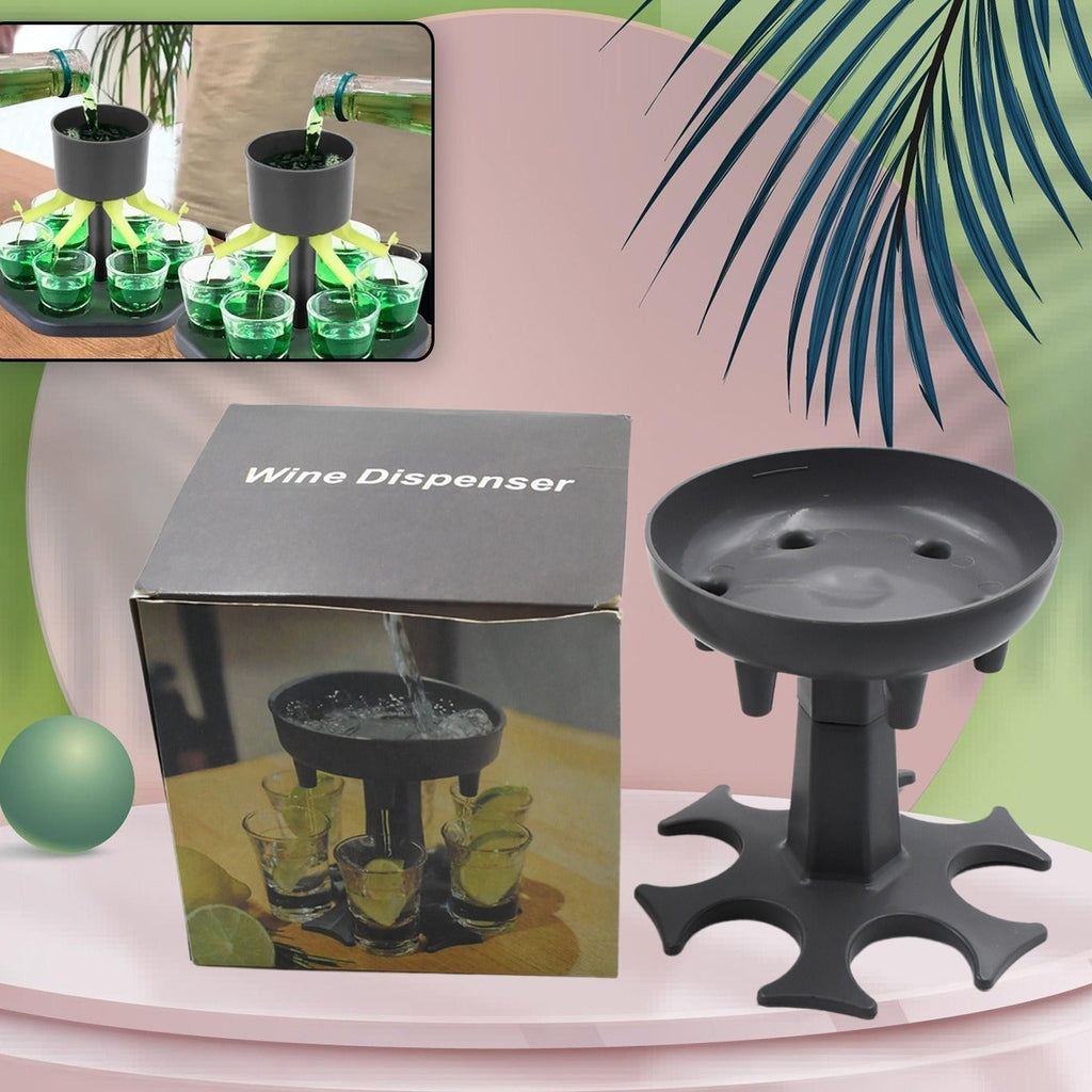 6-shot glass dispenser with tray for party drinks.