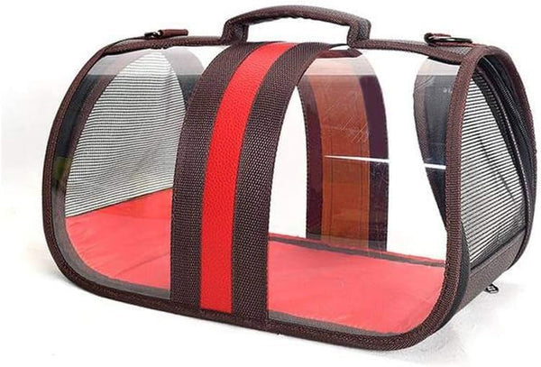 Transparent Foldable Carrier for Pets - Red