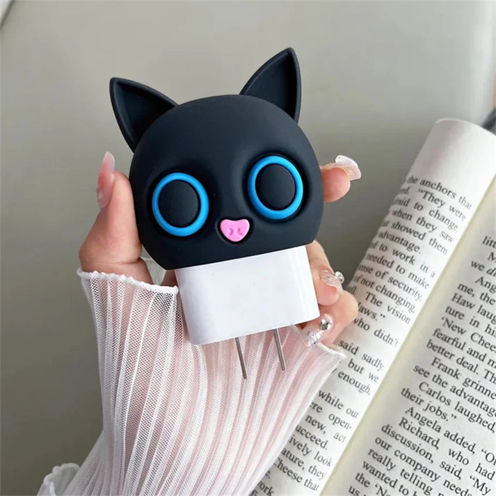 iPhone Charger Protector – Black Kitty