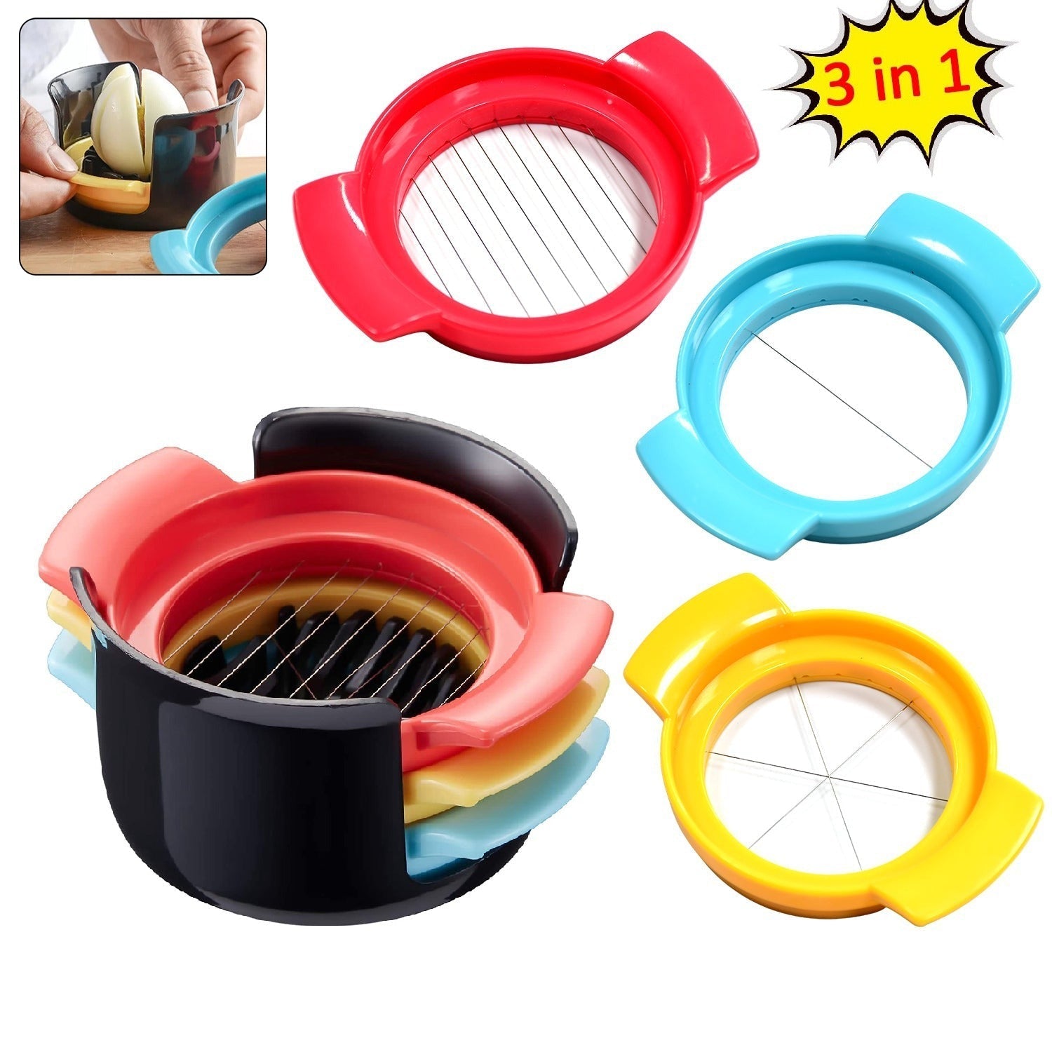 3-in-1 Stainless Steel Egg Cutter