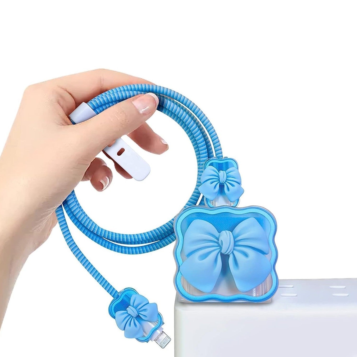 iPhone Charger Protector – Bella Bow 'Blue'