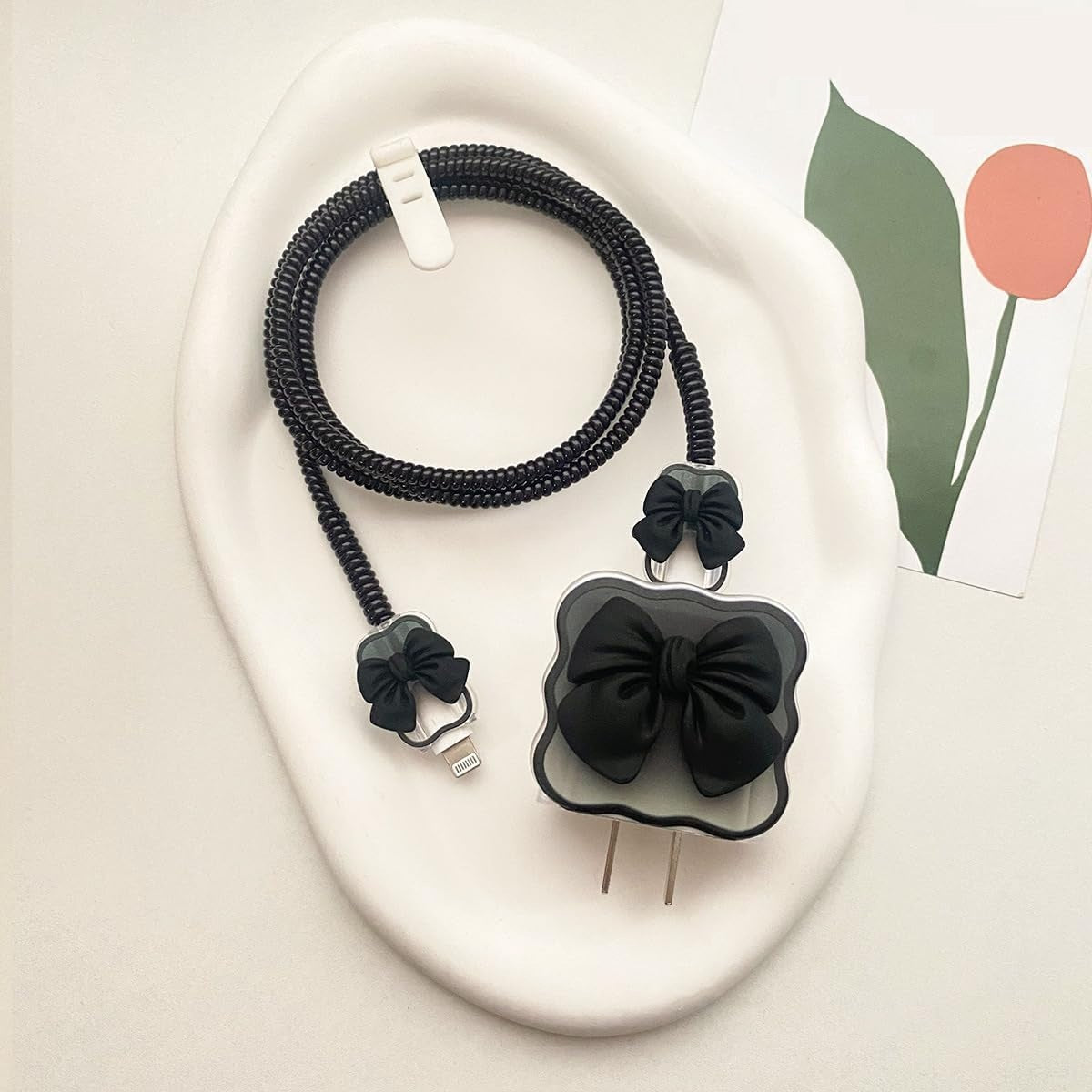 iPhone Charger Protector – Bella Bow 'Black'