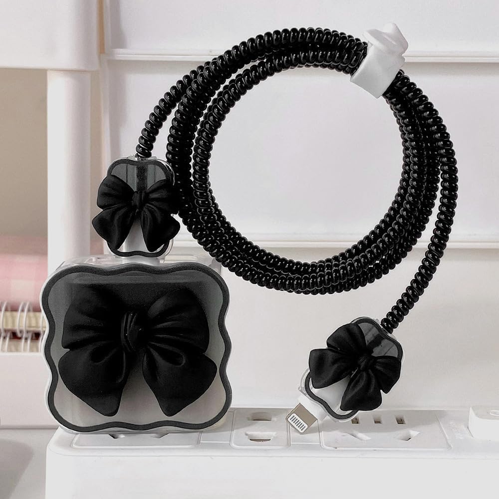 iPhone Charger Protector – Bella Bow 'Black'
