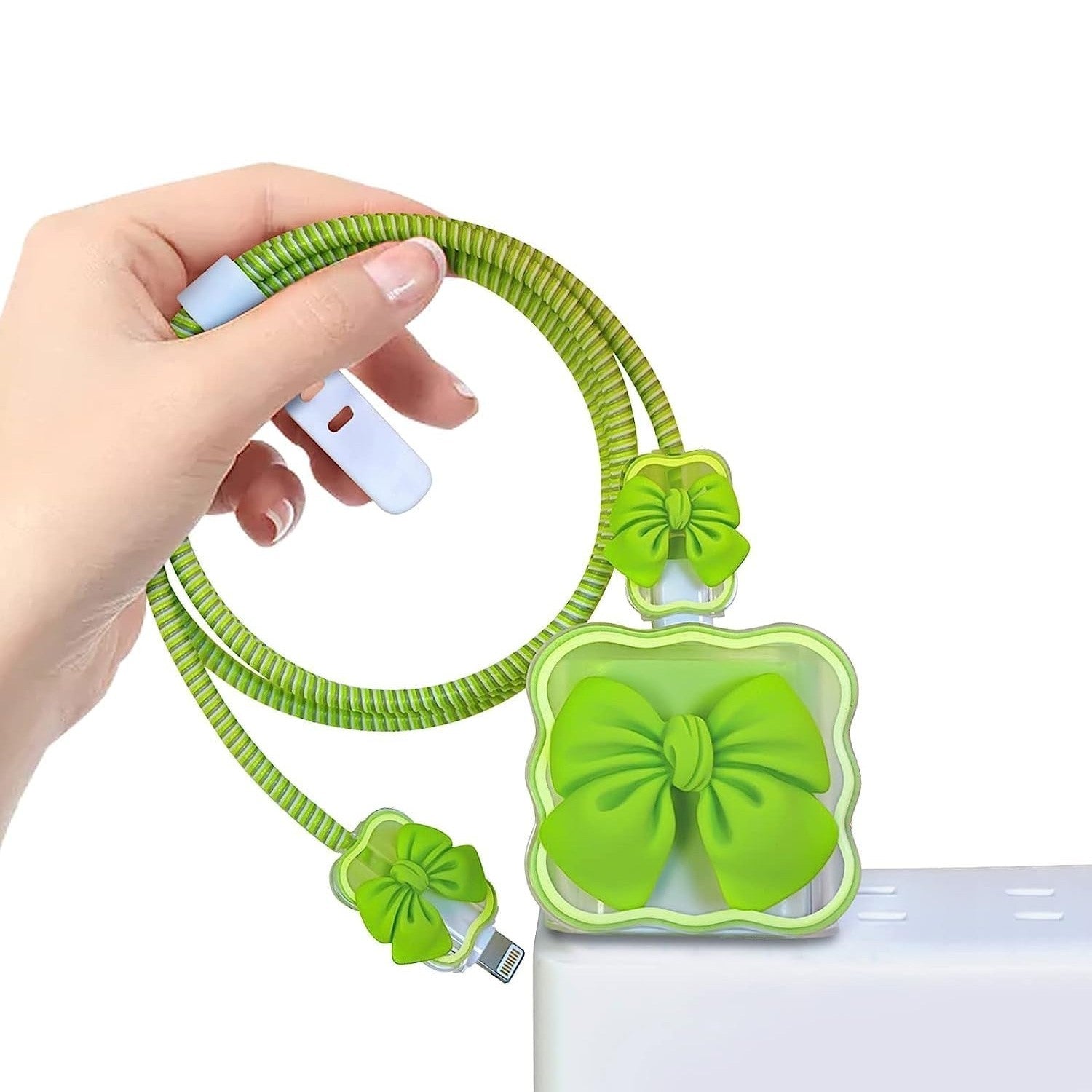 iPhone Charger Protector – Bella Bow 'Green'
