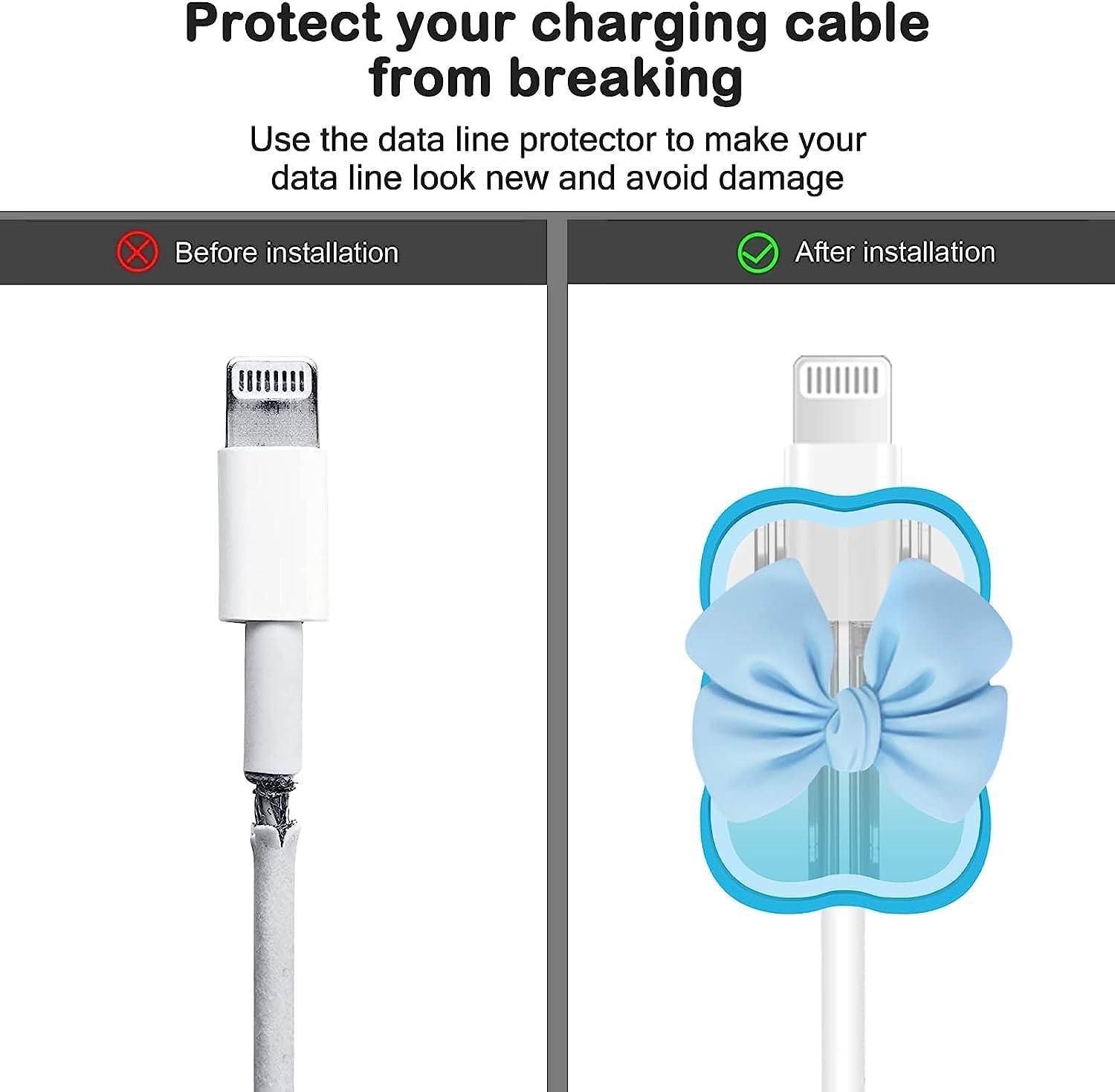 iPhone Charger Protector – Bella Bow 'Blue'