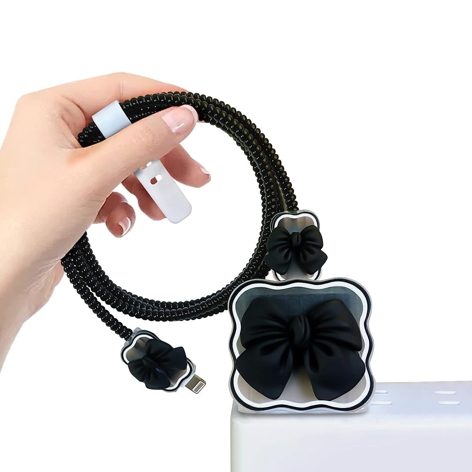 iPhone Charger Protector – Bella Bow 'Black'