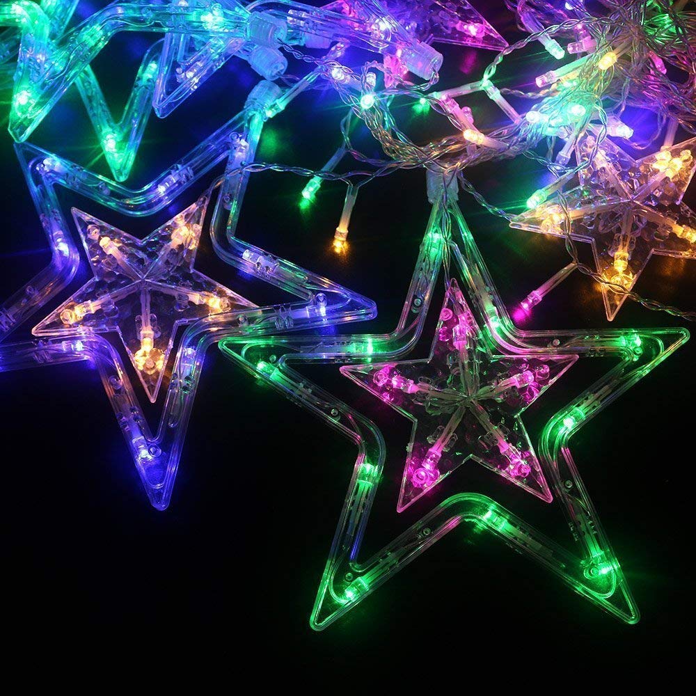 Luxe Star LED Hanging Curtain Lights - 12 Stars