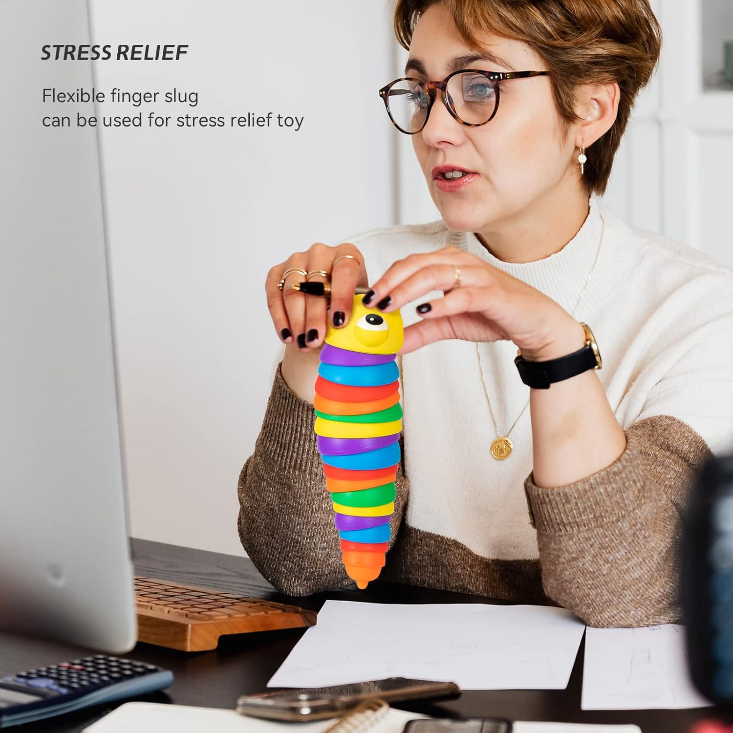 3D Slug Stress Reliever 'Rainbow Caterpillar'